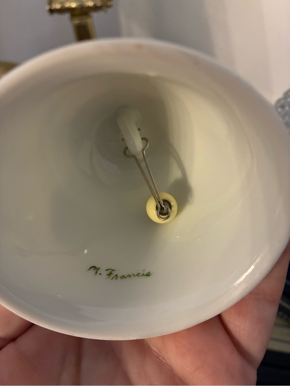 Vintage Porcelain Bell | Pink Rose Cottagecore Grandmillennial Feminine Decor - Picture 7 of 9